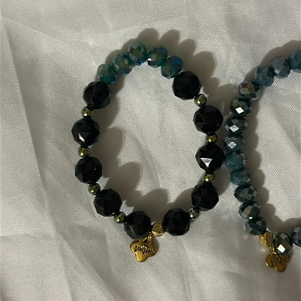 Girl’s‎ Gem Jams by Erimish stretch bead bracelet set blue black missing gems